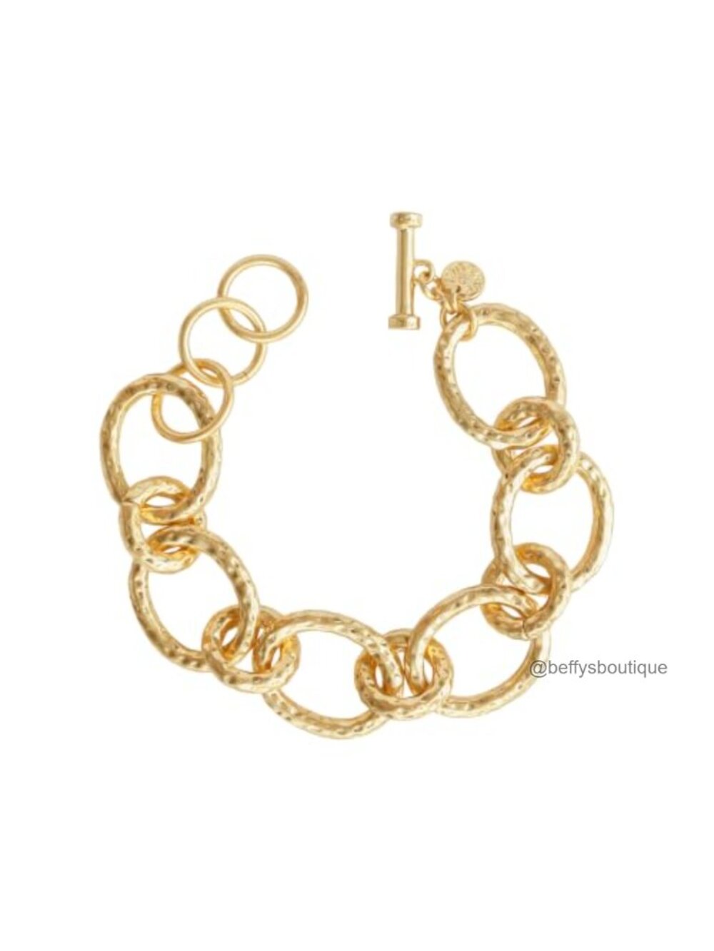 18K Gold Plated Hammered Toggle Bracelet for Women